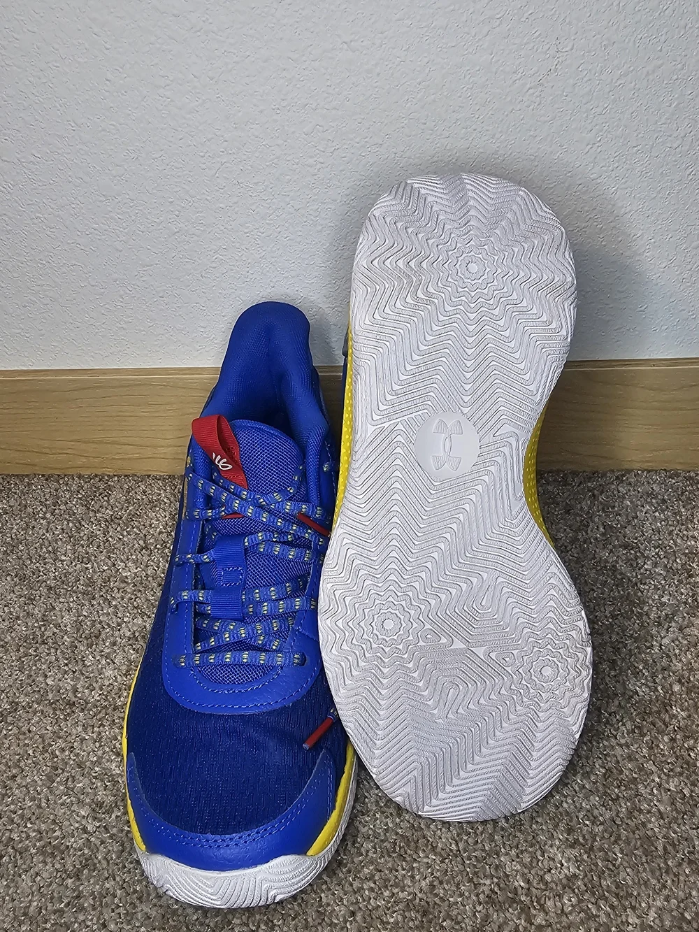 Under Armour Kids Blue and Yellow Performance Sneakers